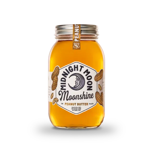 Midnight Moon Peanut Butter Moonshine in Mason Jar